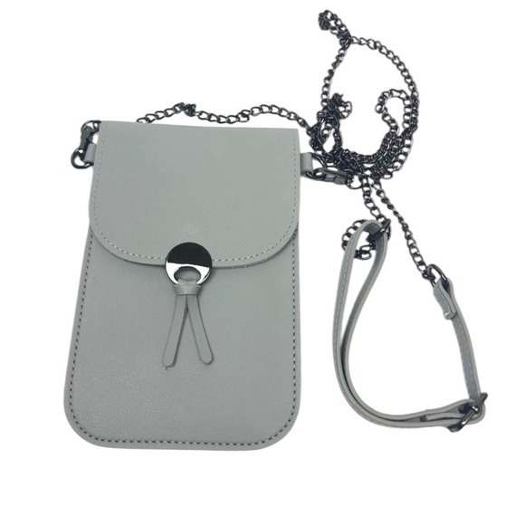 NEW Grey Chain Crossbody Phone Purse Bag - Picture 1 of 16